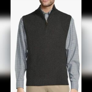 ROUNDTREE & YORKE Men's Sweater Vest  Zip. Gray Sz-L